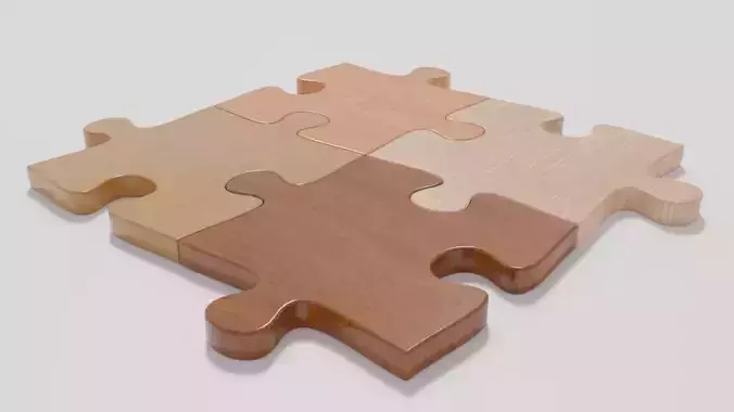 Wooden Jigsaw Puzzle Low-poly 3D model