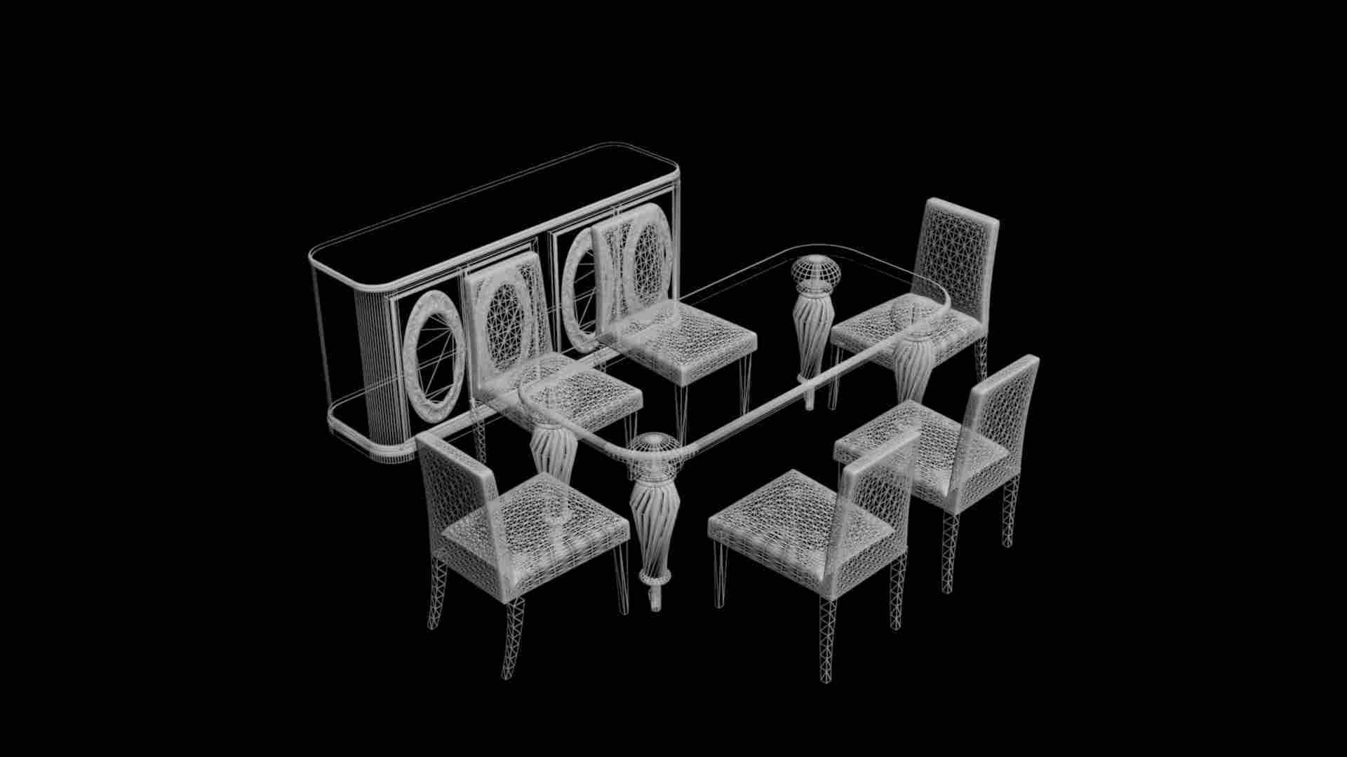 DINING ROOM SET 3D model_4