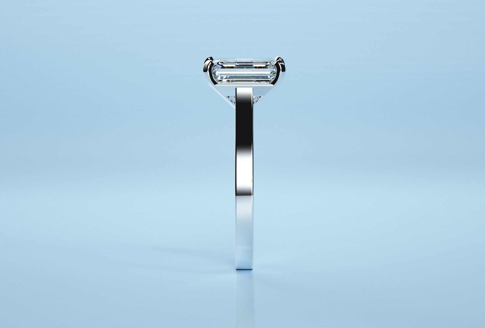 Emerald Stone Solitaire Ring  3D print model_5