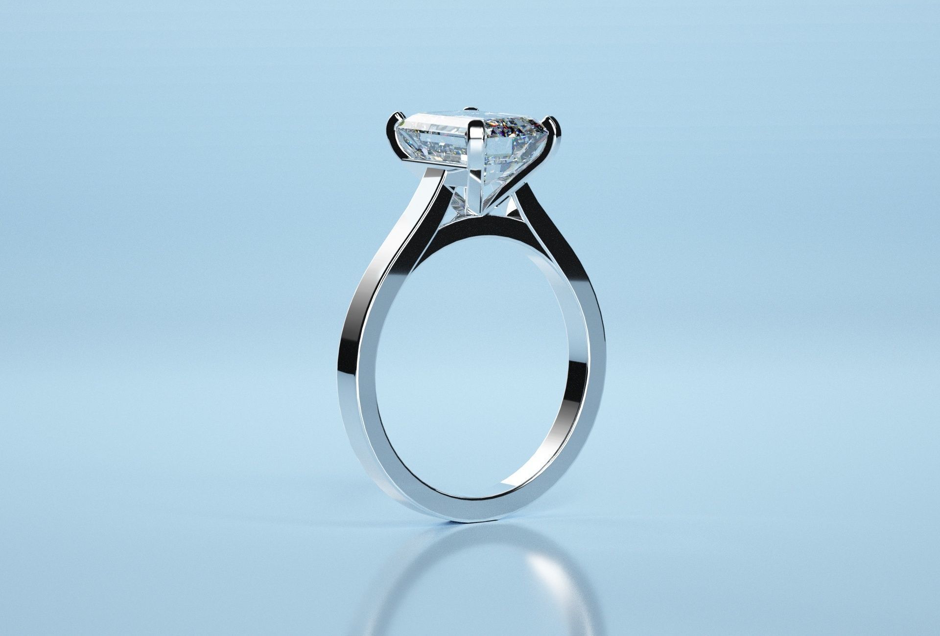 Emerald Stone Solitaire Ring  3D print model_8