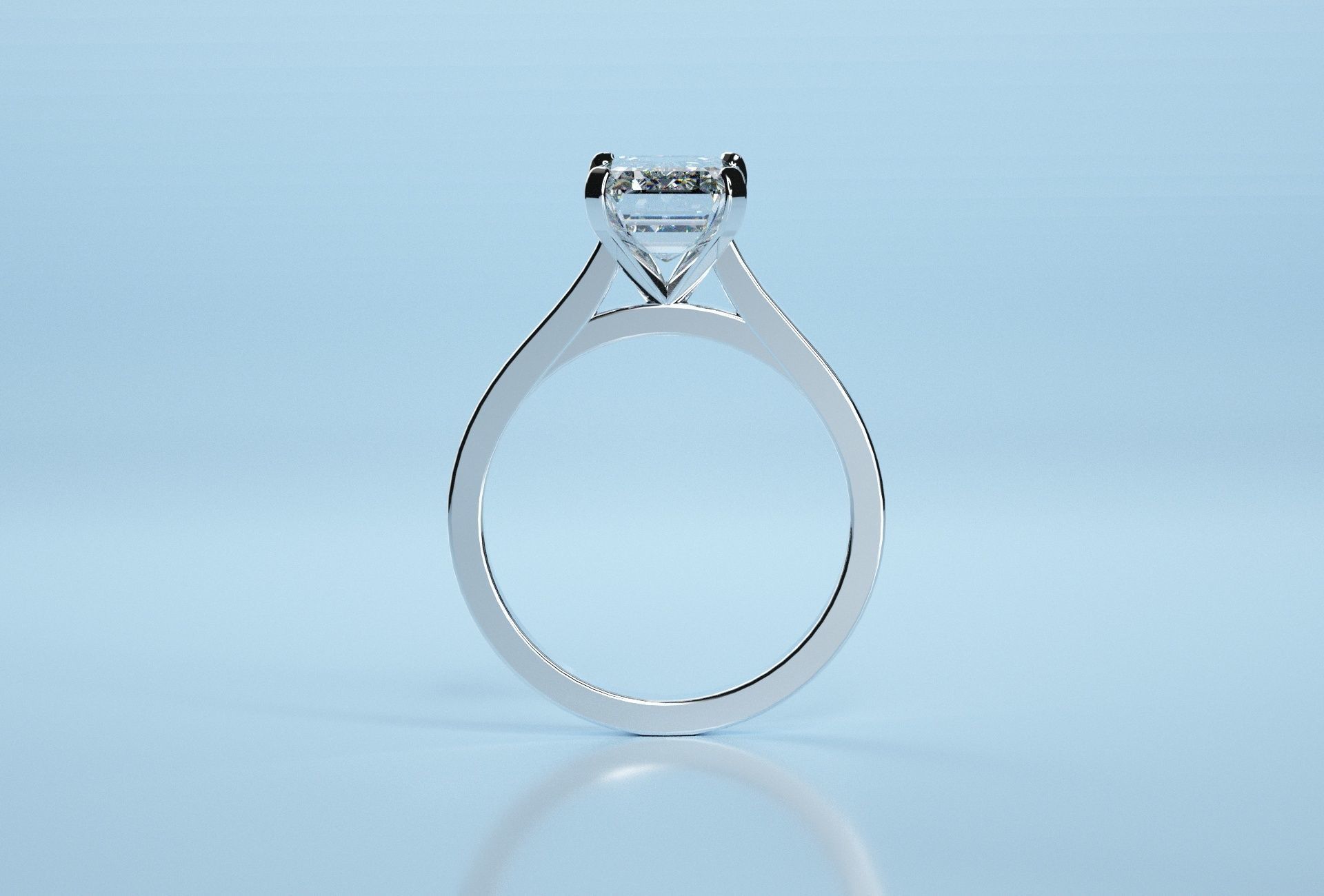 Emerald Stone Solitaire Ring  3D print model_6