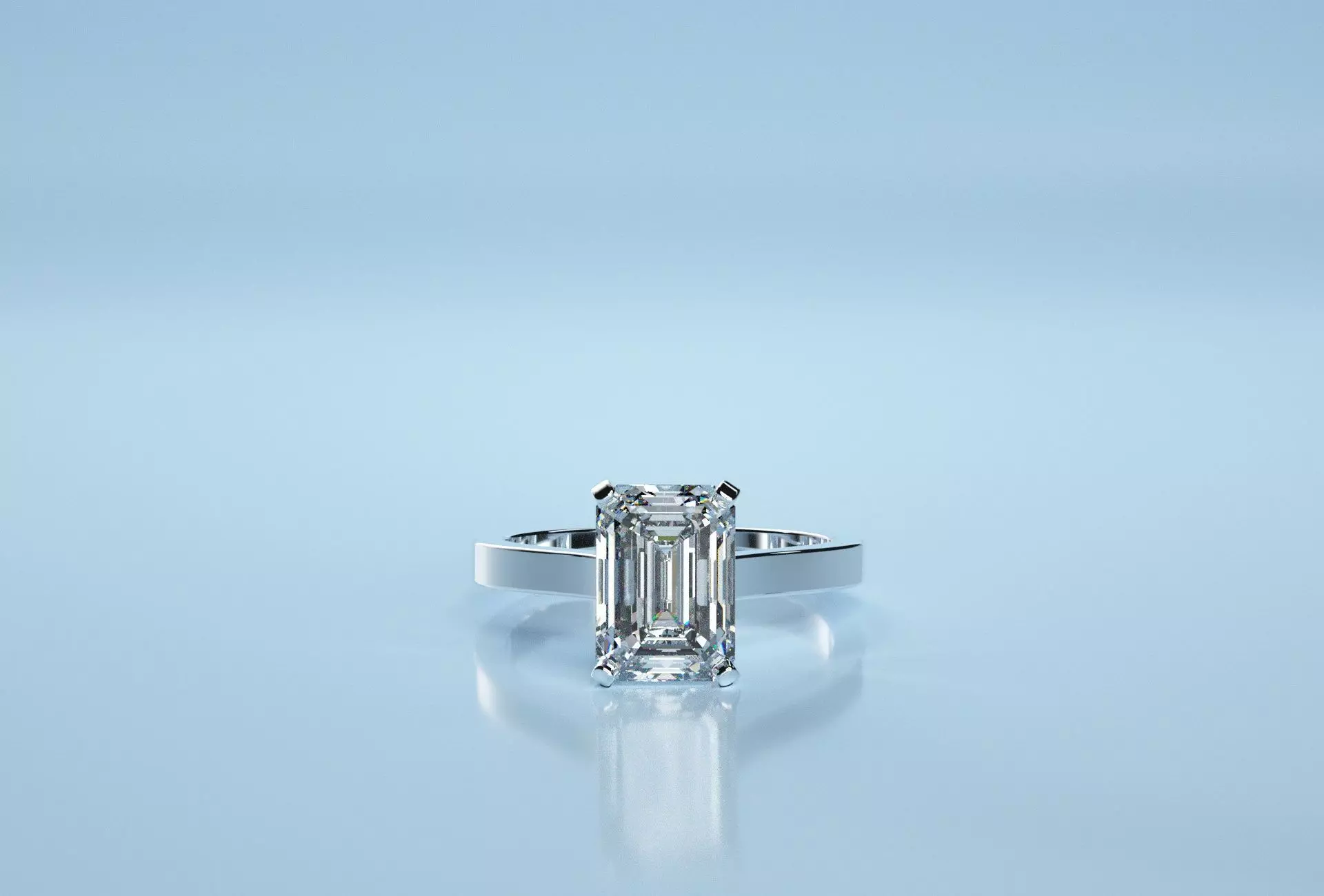 Emerald Stone Solitaire Ring  3D print model_0