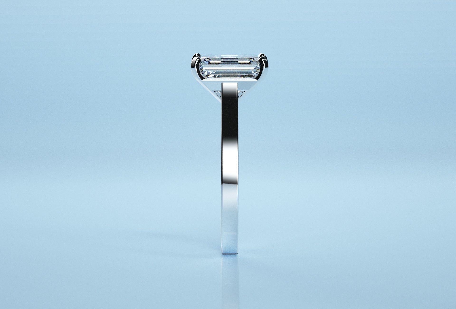 Emerald Stone Solitaire Ring  3D print model_7