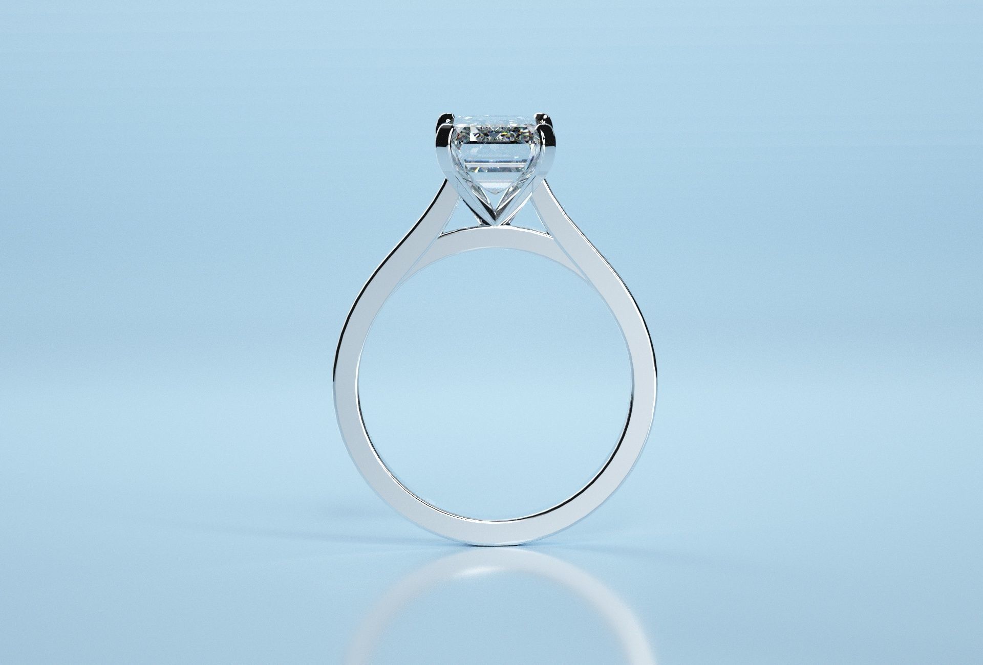 Emerald Stone Solitaire Ring  3D print model_4