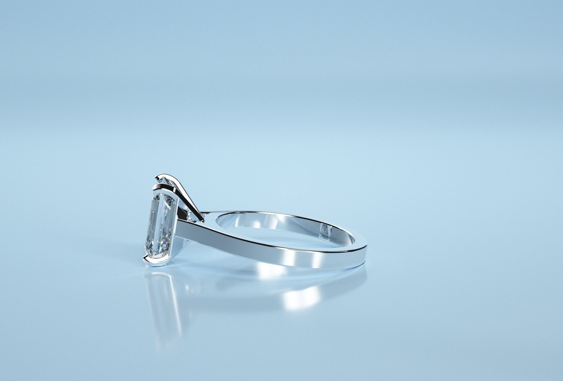 Emerald Stone Solitaire Ring  3D print model_1