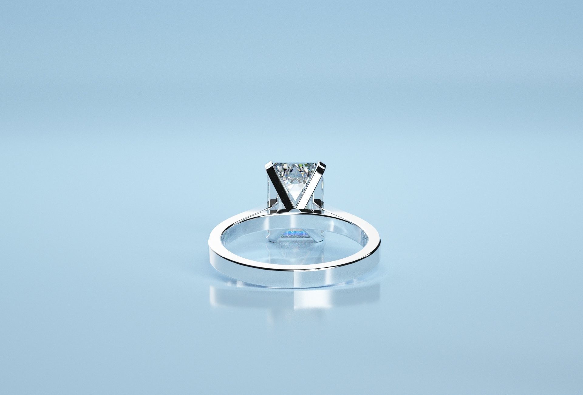 Emerald Stone Solitaire Ring  3D print model_2