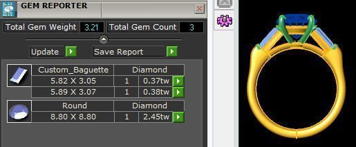 Round Stone Baguette Ring  3D print model_9