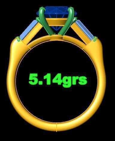 Round Stone Baguette Ring  3D print model_10