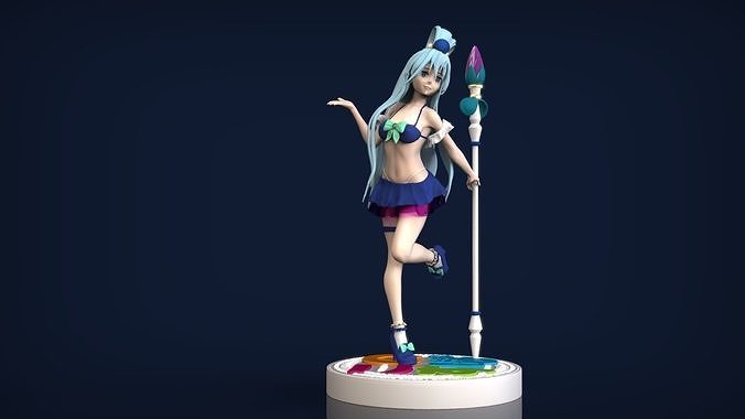 Goddess Aqua from anime series KonoSuba Free 3D print model