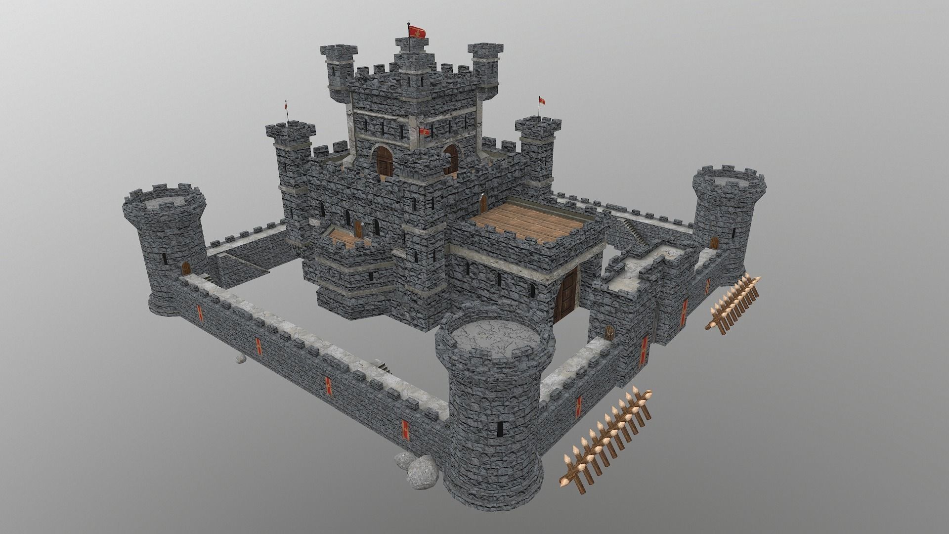 Medieval Castle Level 10 3D model_8