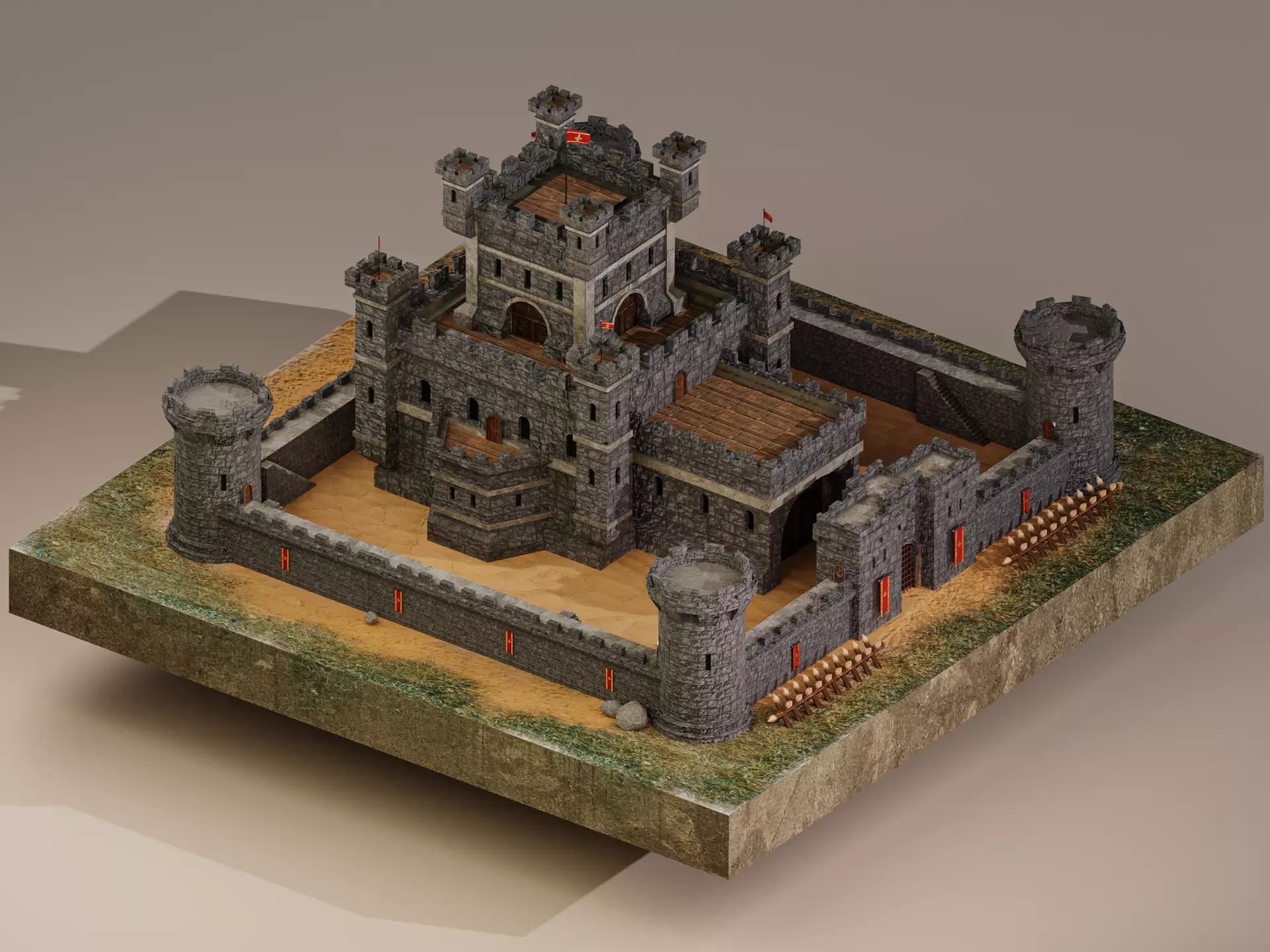 Medieval Castle Level 10 3D model_0