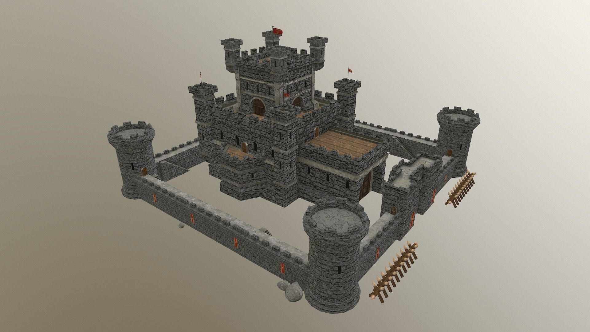 Medieval Castle Level 10 3D model_38