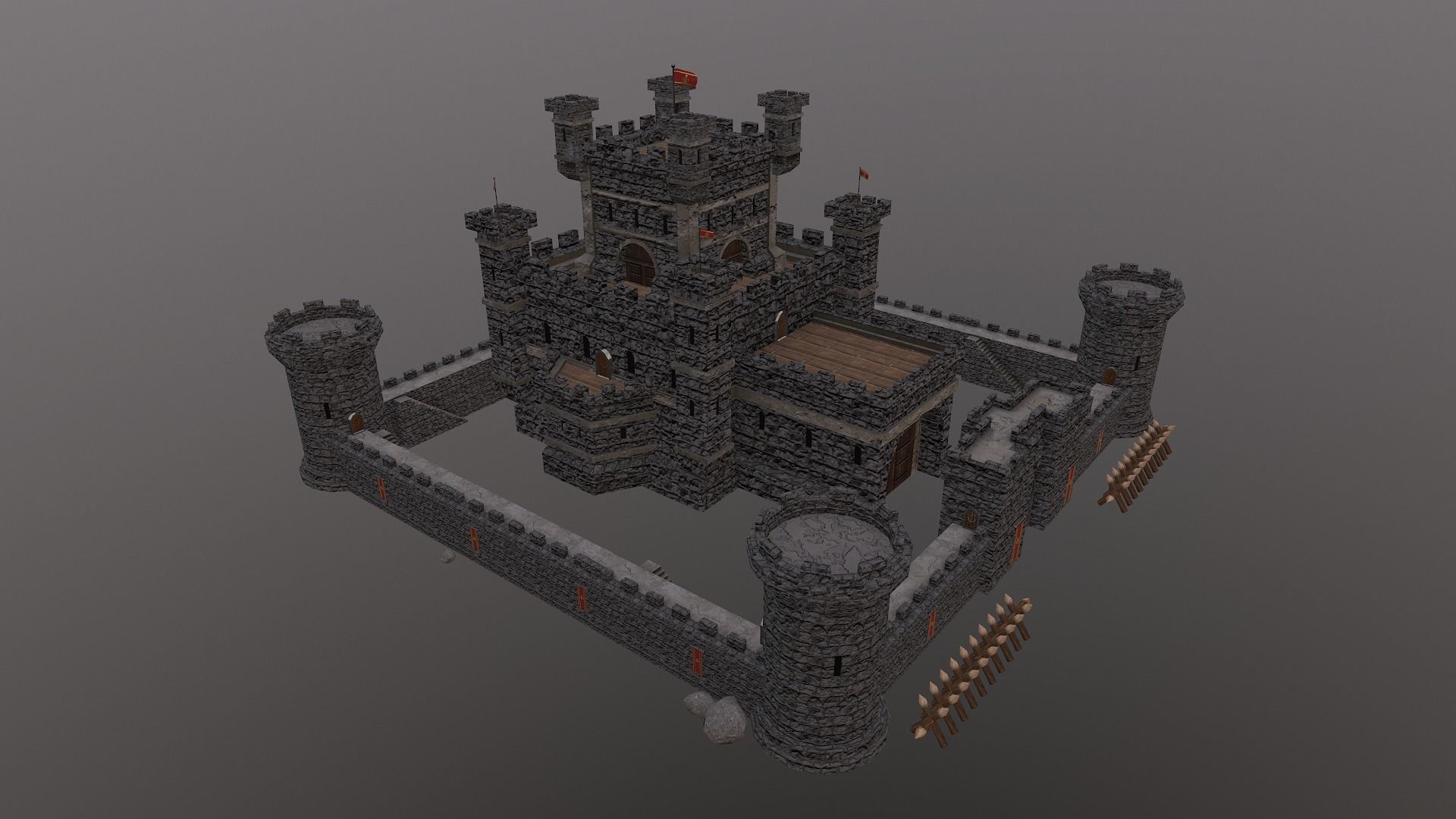 Medieval Castle Level 10 3D model_36