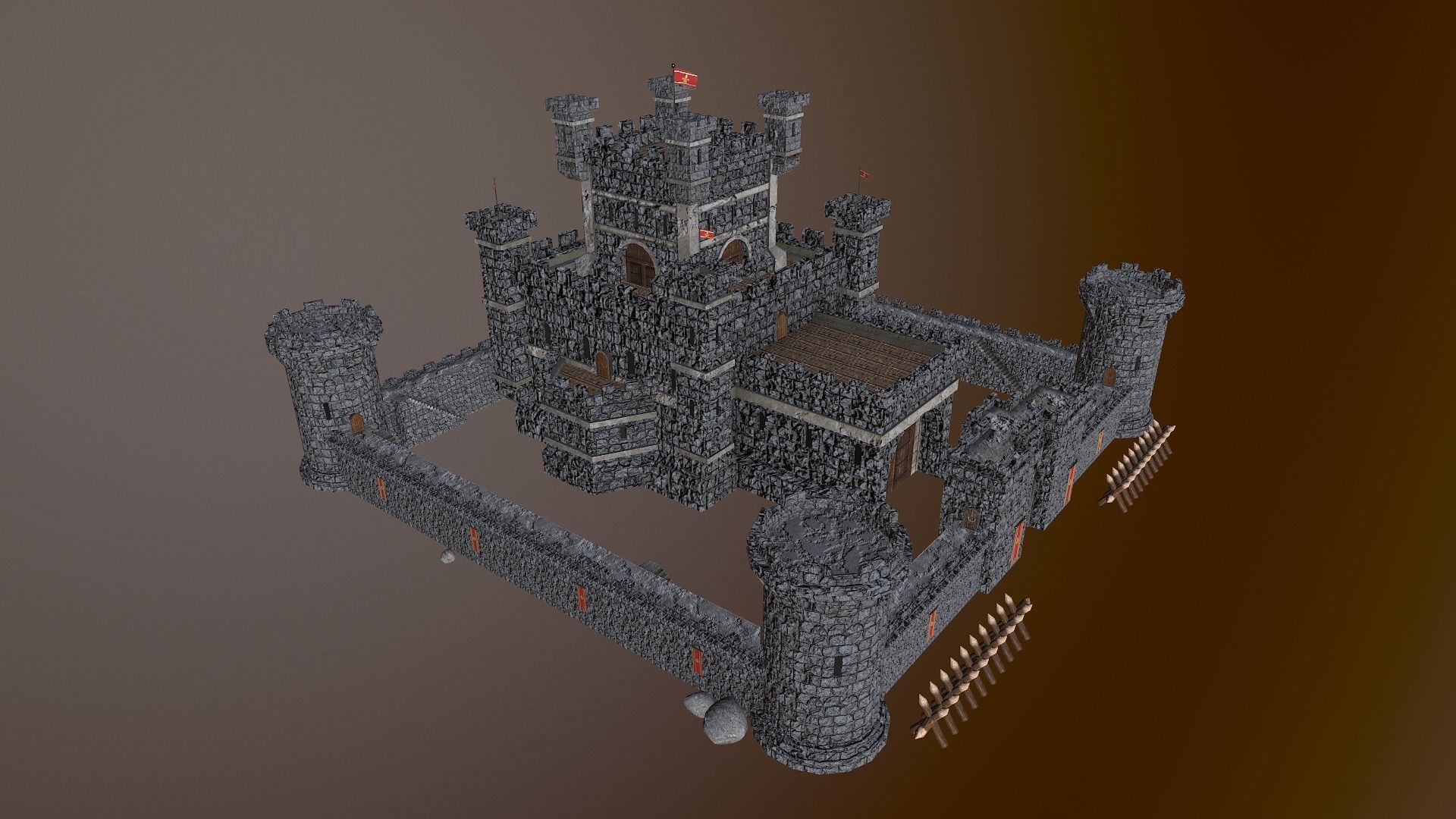 Medieval Castle Level 10 3D model_28