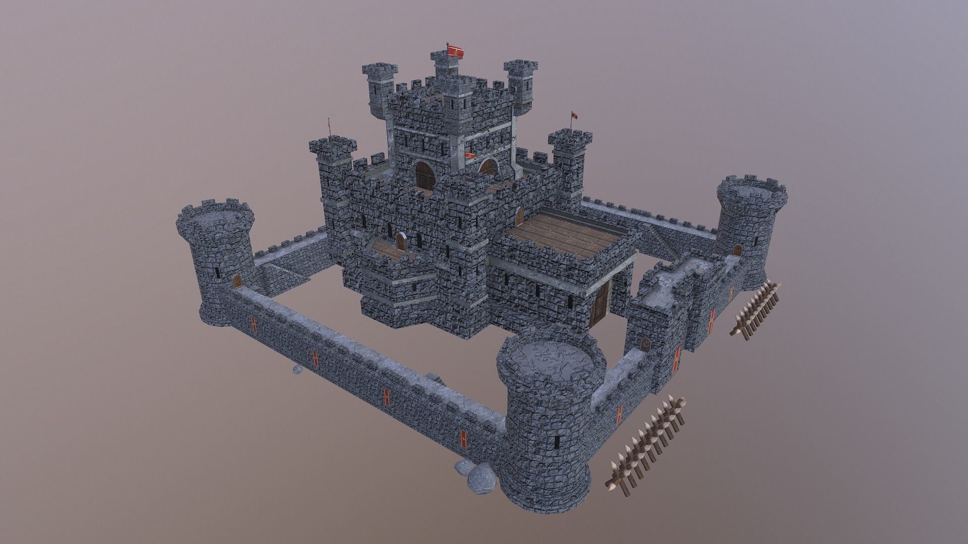 Medieval Castle Level 10 3D model_27