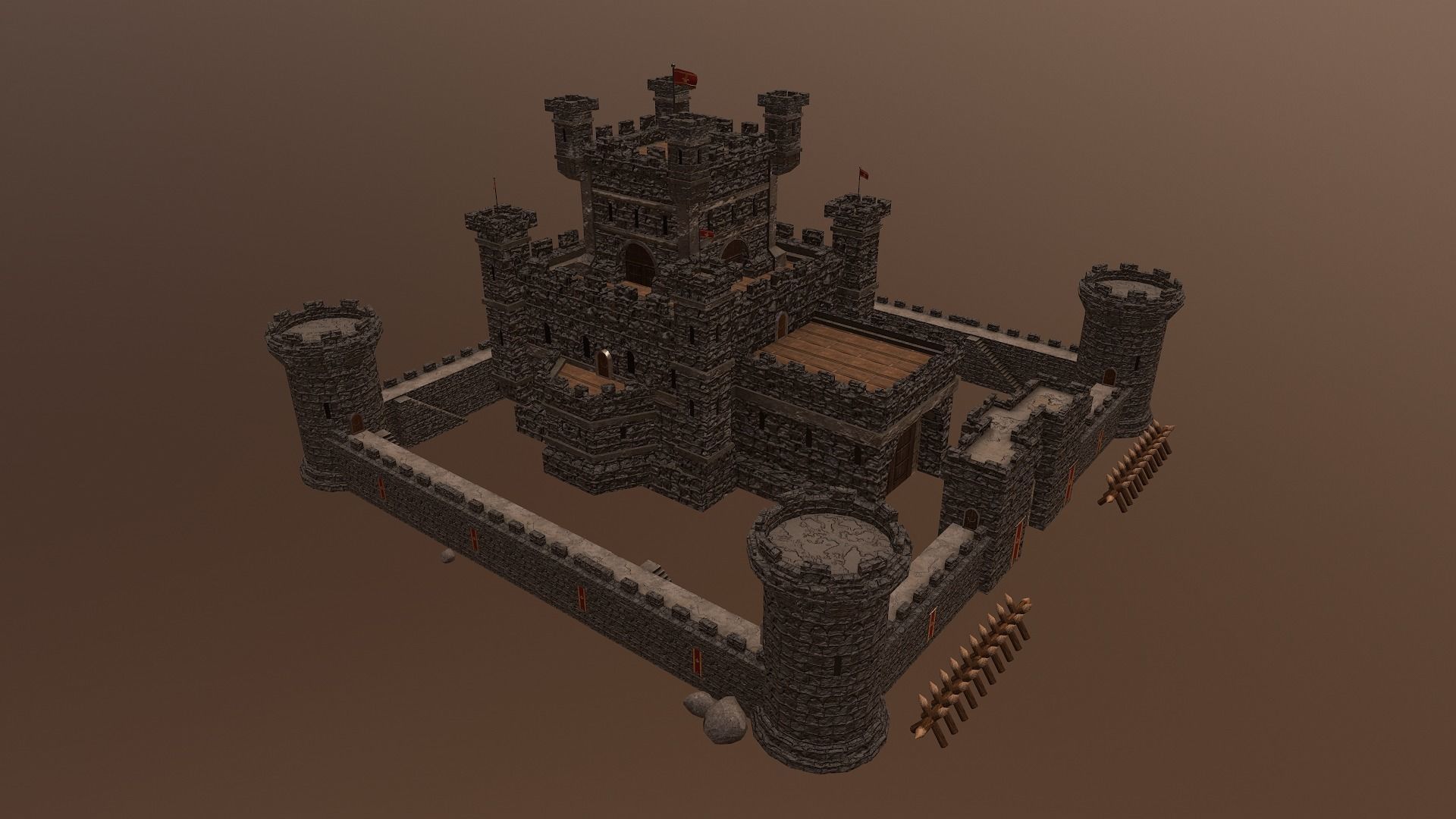 Medieval Castle Level 10 3D model_32