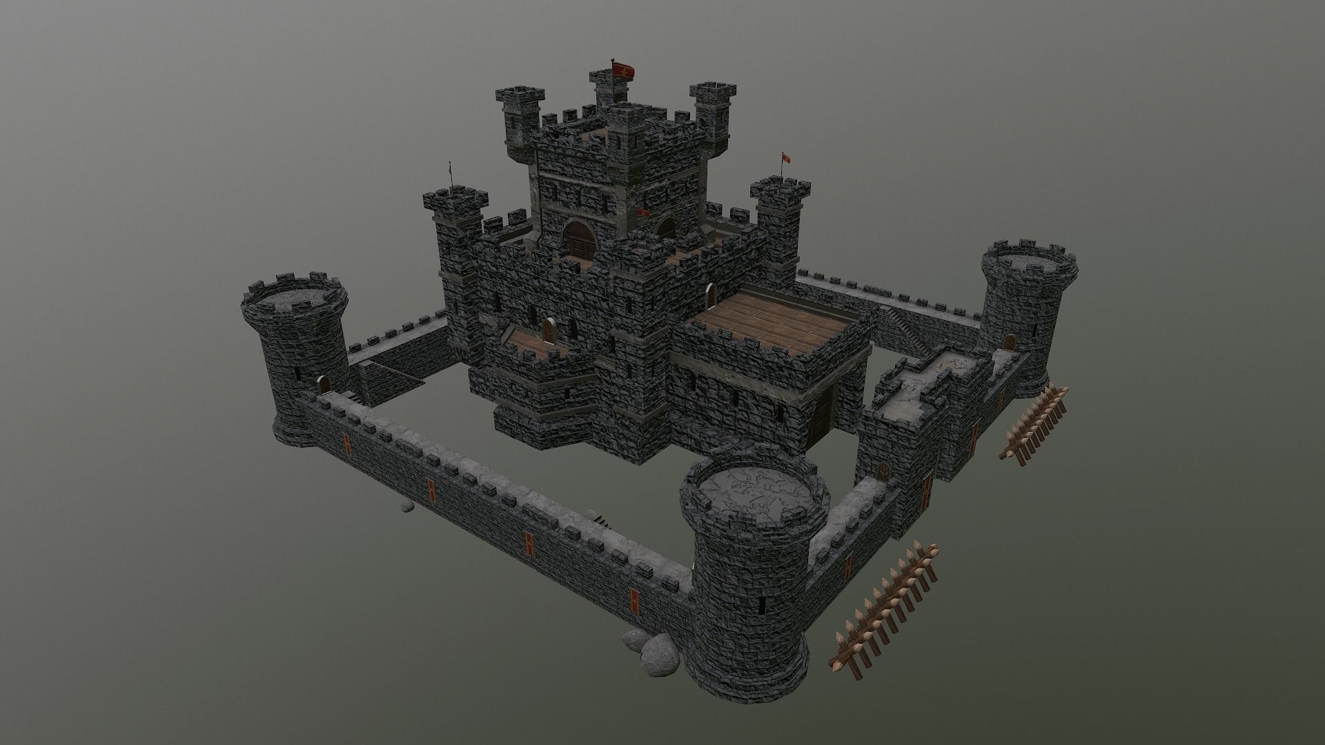 Medieval Castle Level 10 3D model_37