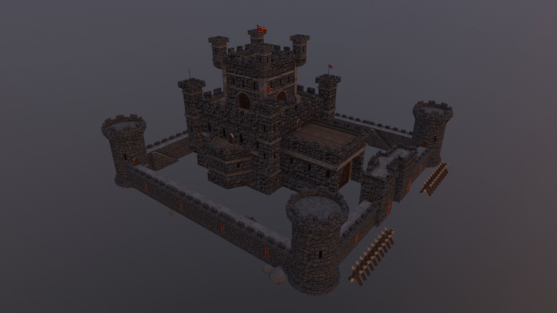 Medieval Castle Level 10 3D model_33