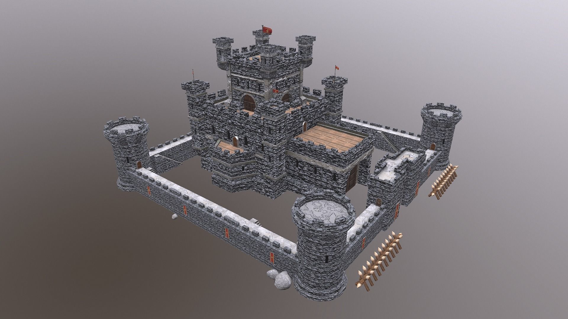 Medieval Castle Level 10 3D model_40