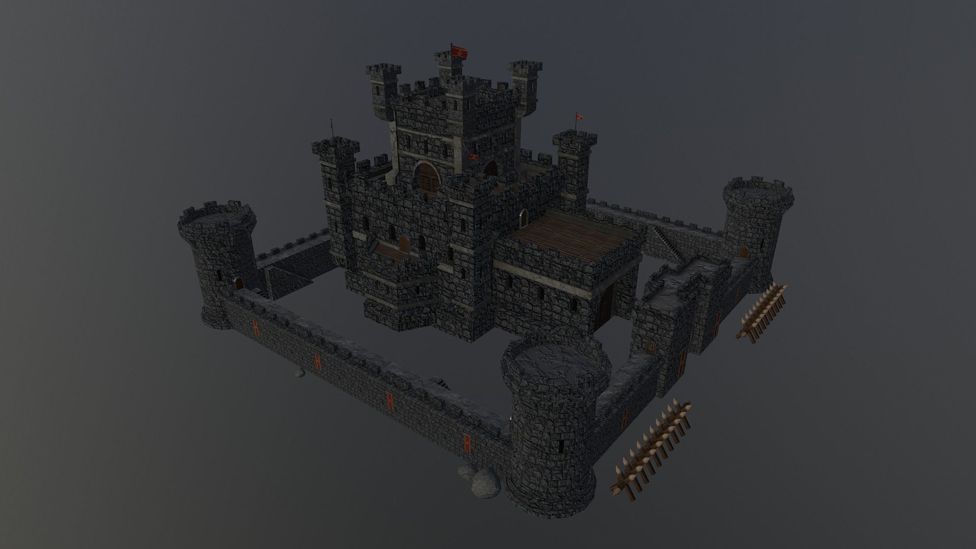 Medieval Castle Level 10 3D model_29