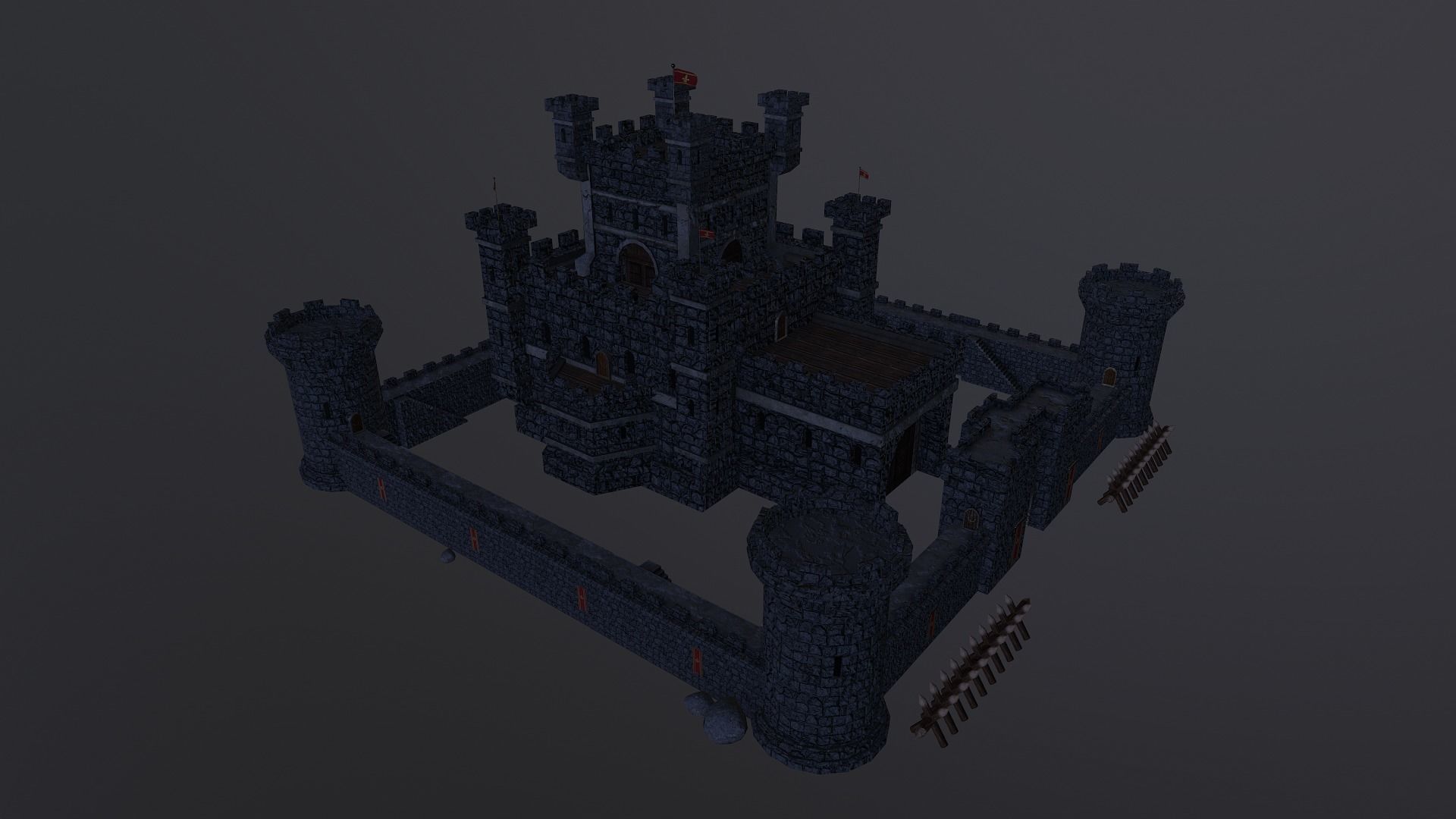 Medieval Castle Level 10 3D model_23