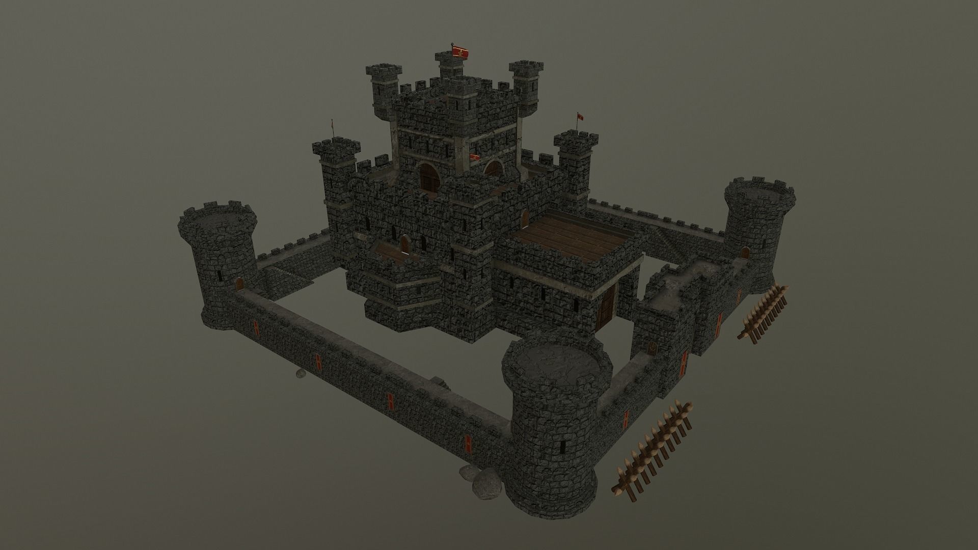 Medieval Castle Level 10 3D model_42