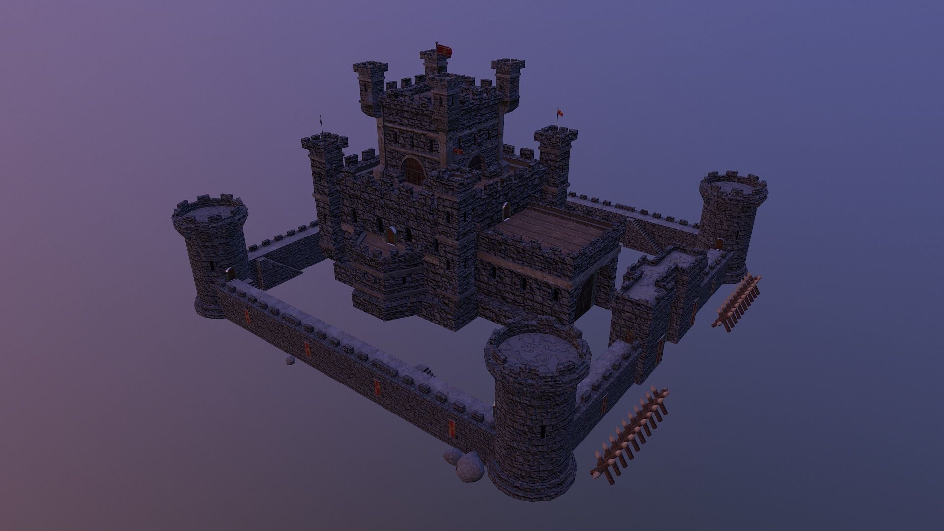 Medieval Castle Level 10 3D model_34
