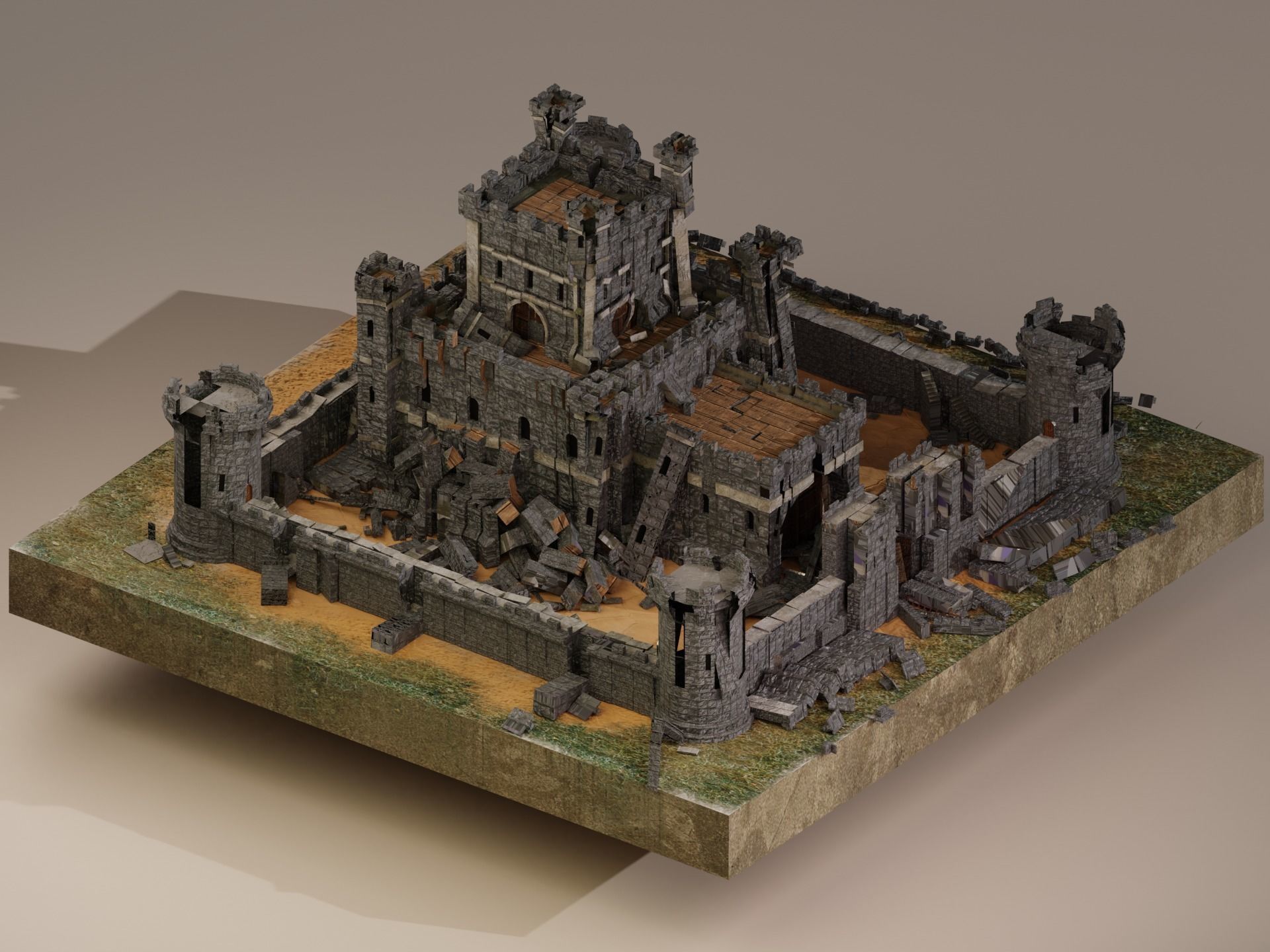 Medieval Castle Level 10 3D model_2