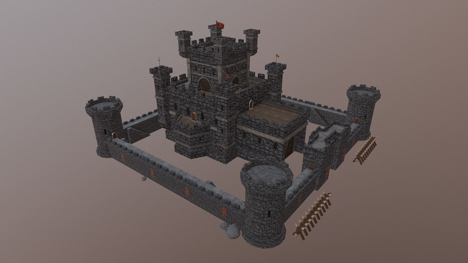 Medieval Castle Level 10 3D model_26