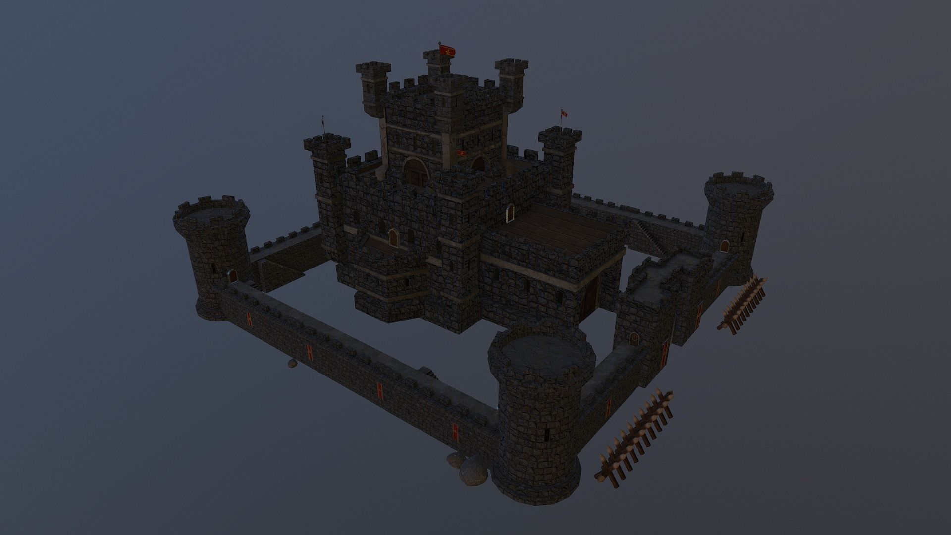 Medieval Castle Level 10 3D model_30