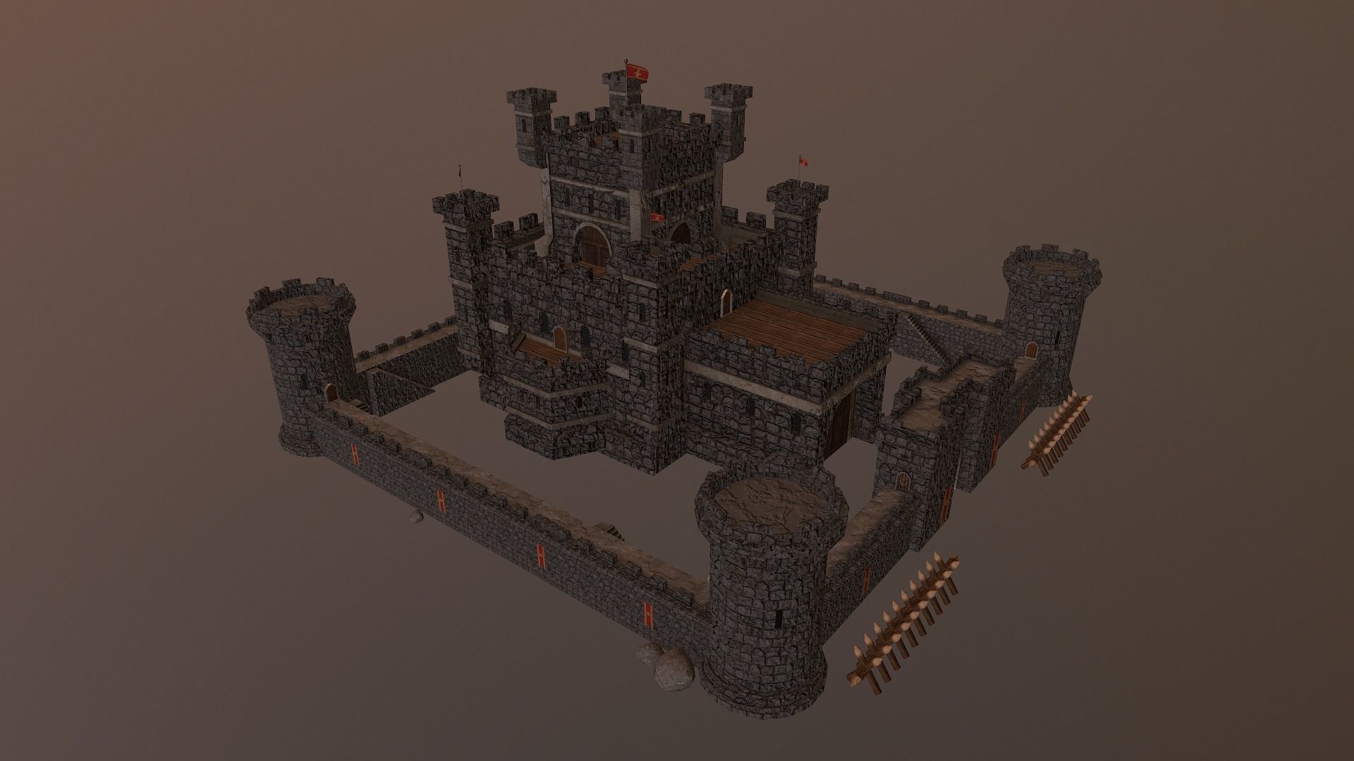 Medieval Castle Level 10 3D model_24