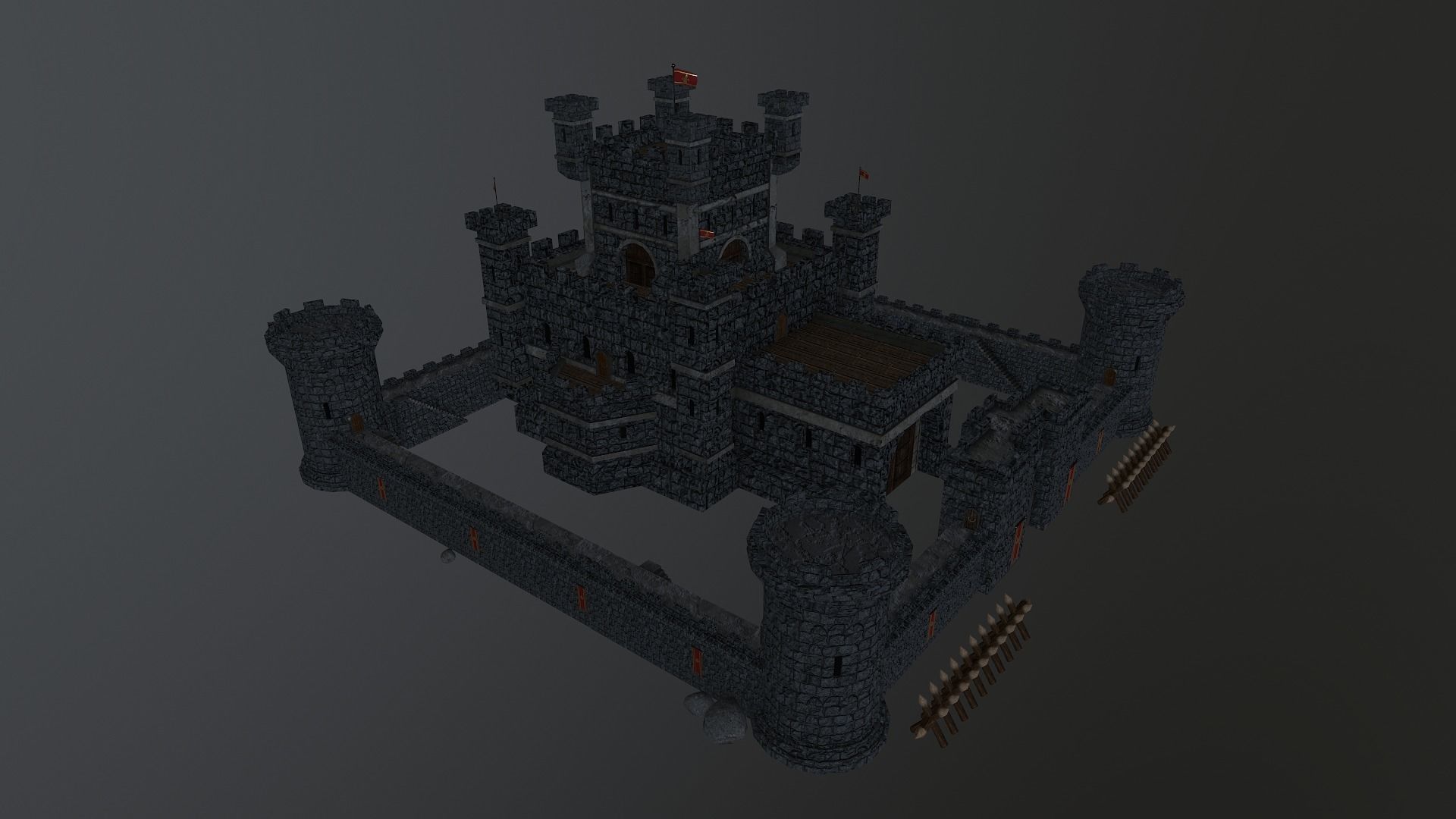 Medieval Castle Level 10 3D model_41