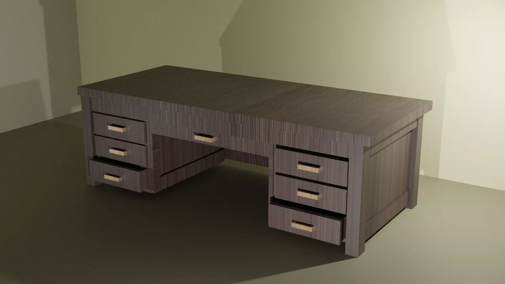 Wooden Desk  Free 3D model_0