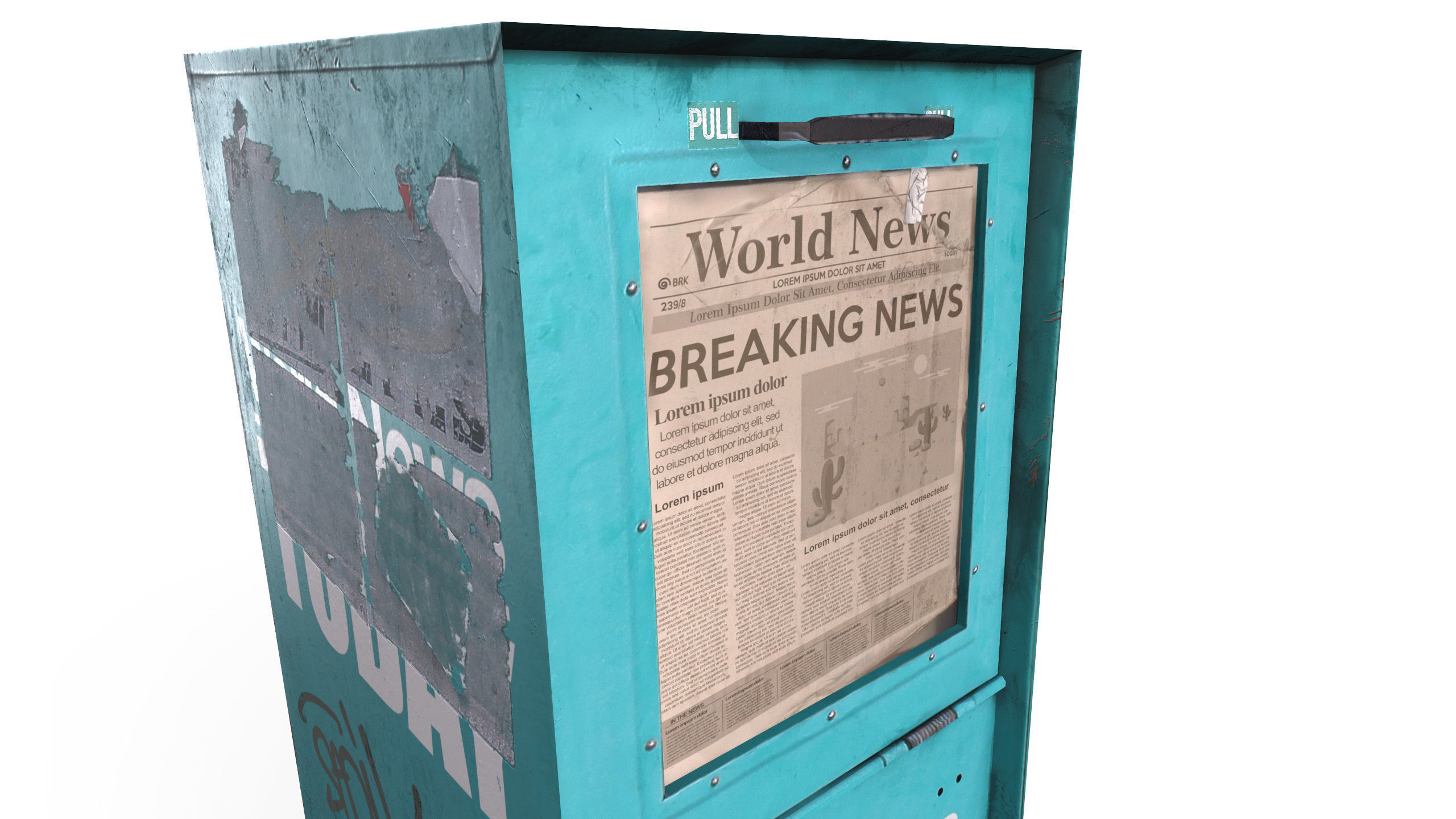 Low Poly Newspaper Newsstand Vending Machine Outdoor Prop Low-poly 3D model_4
