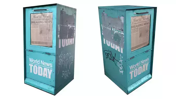 Low Poly Newspaper Newsstand Vending Machine Outdoor Prop Low-poly 3D model