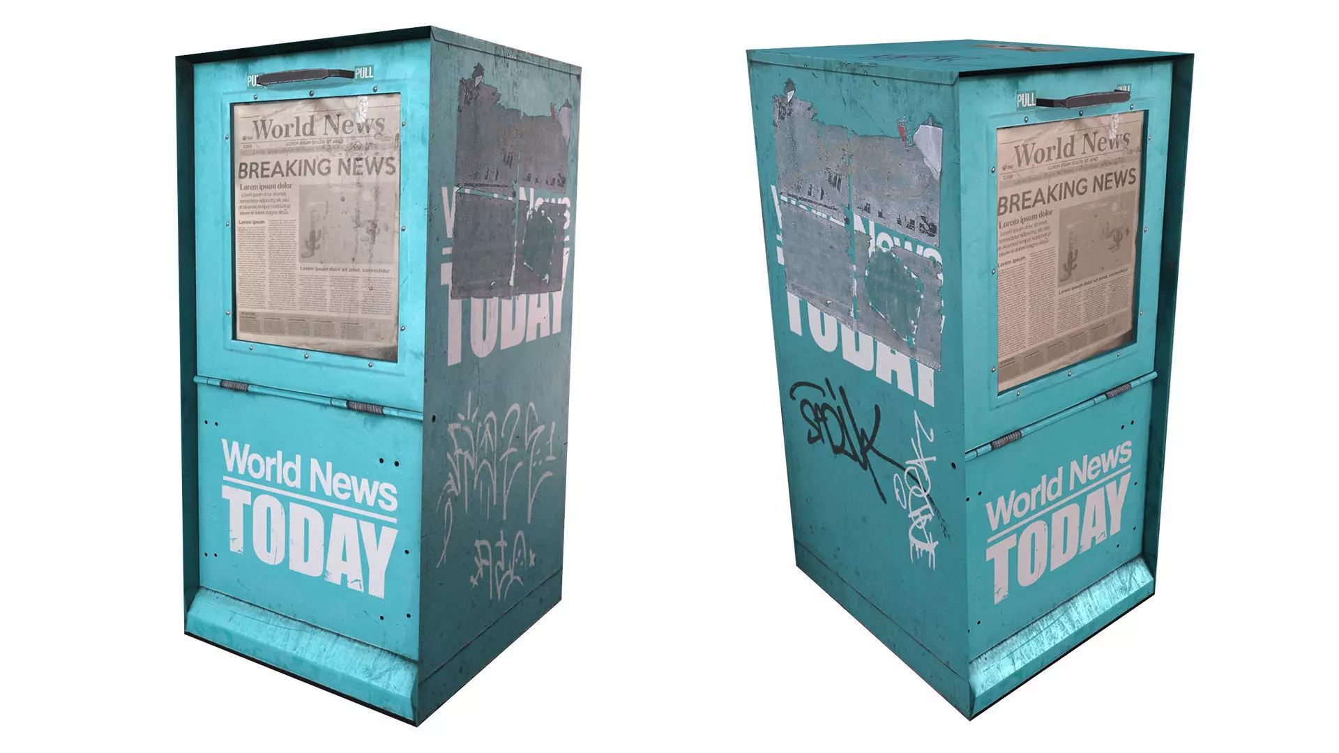 Low Poly Newspaper Newsstand Vending Machine Outdoor Prop Low-poly 3D model_0