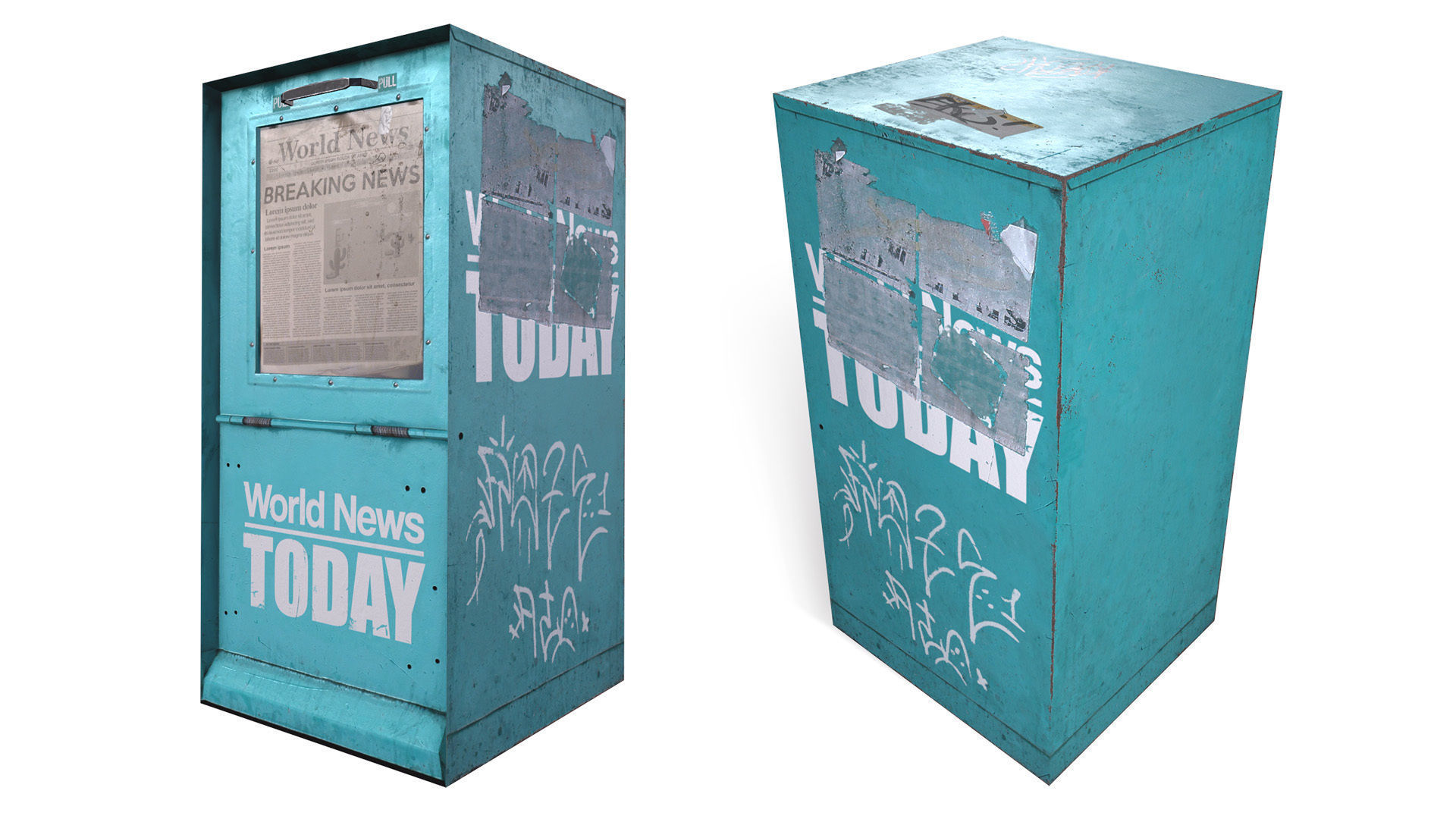 Low Poly Newspaper Newsstand Vending Machine Outdoor Prop Low-poly 3D model_2