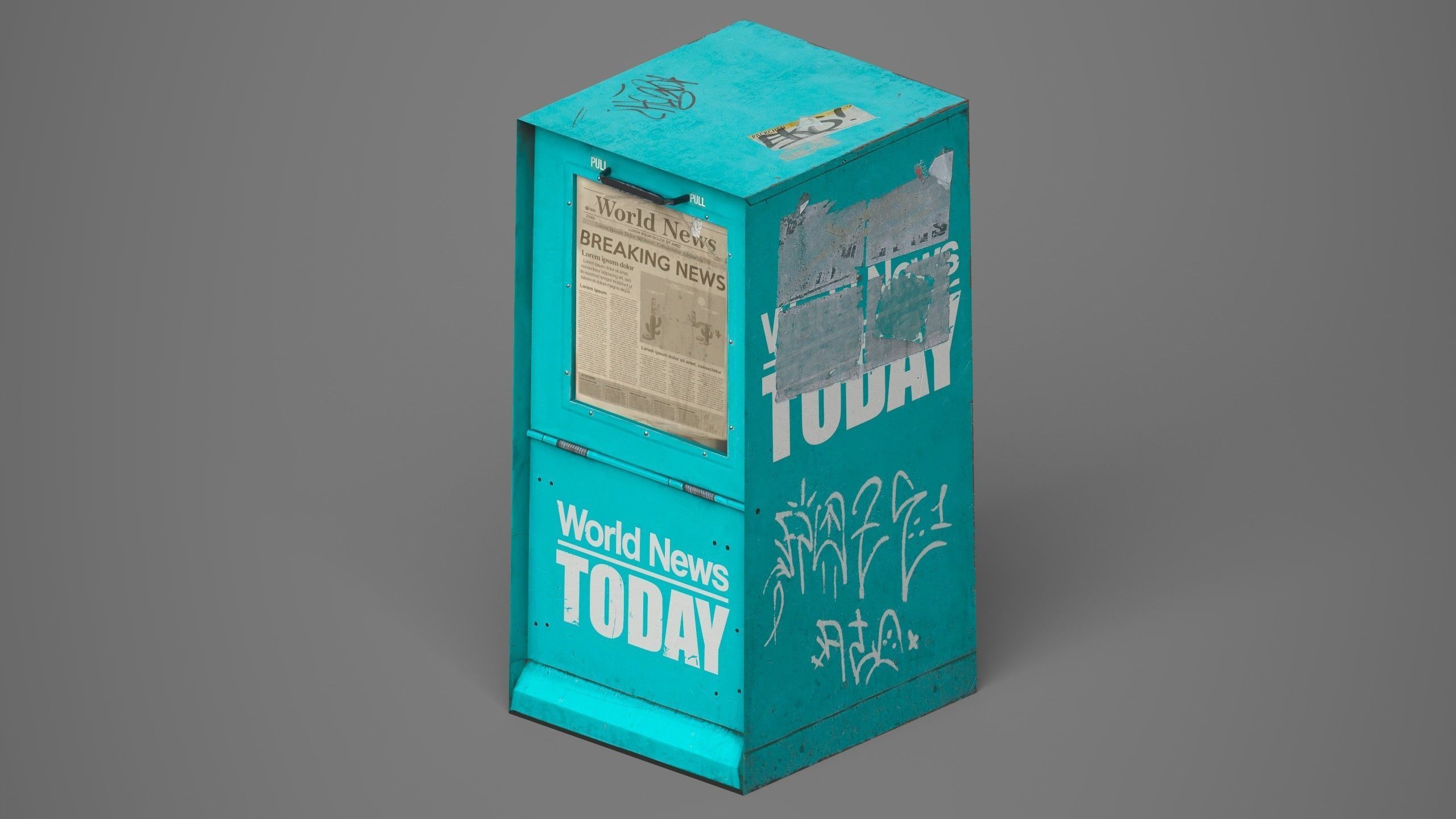 Low Poly Newspaper Newsstand Vending Machine Outdoor Prop Low-poly 3D model_6