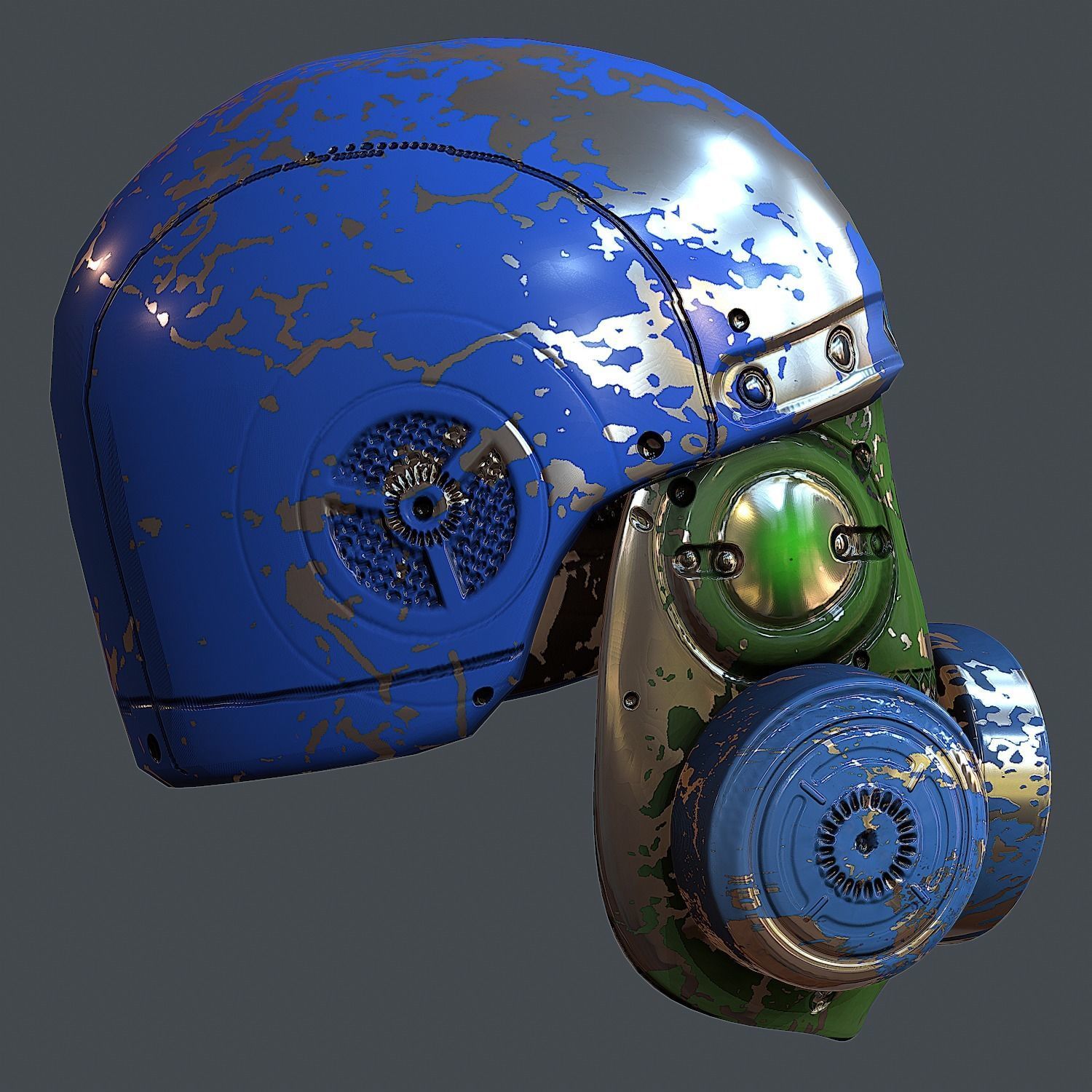 Gas mask helmet 3d model scifi Low-poly Low-poly 3D model_4