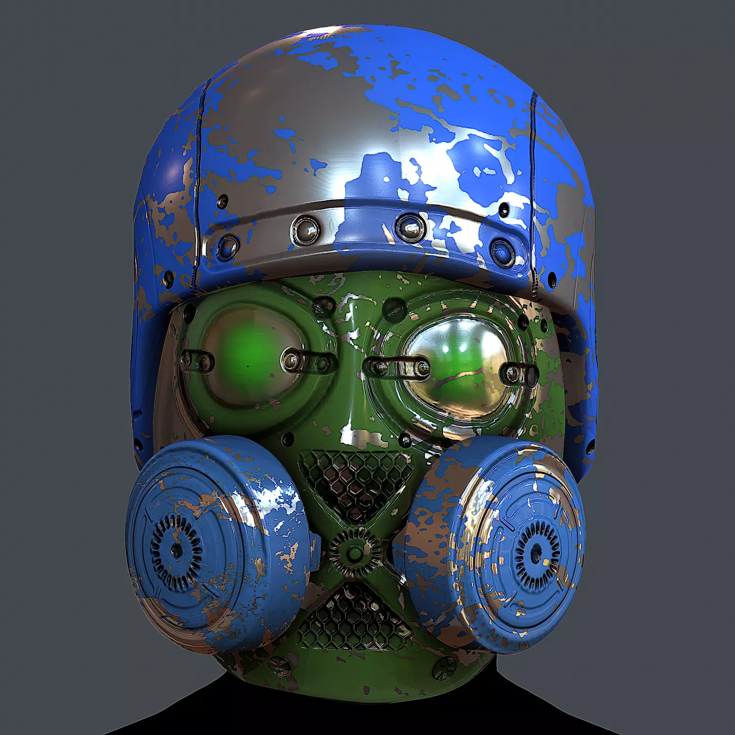 Gas mask helmet 3d model scifi Low-poly Low-poly 3D model_0