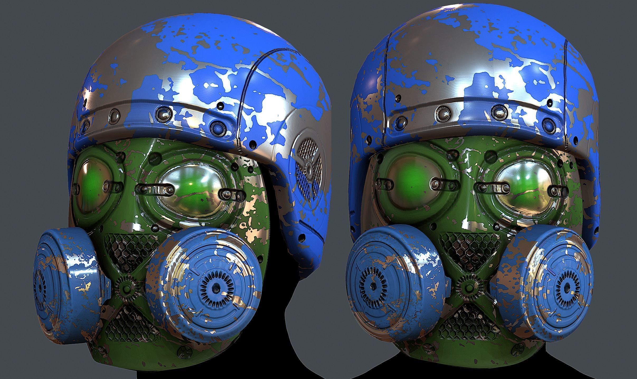 Gas mask helmet 3d model scifi Low-poly Low-poly 3D model_1