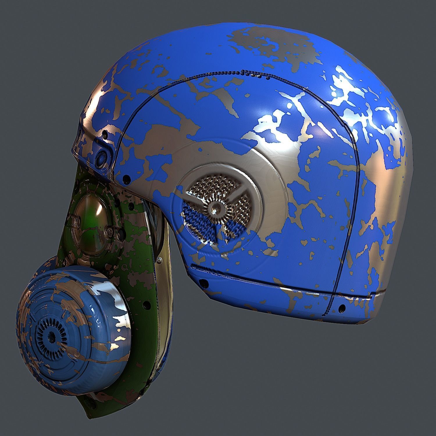 Gas mask helmet 3d model scifi Low-poly Low-poly 3D model_6