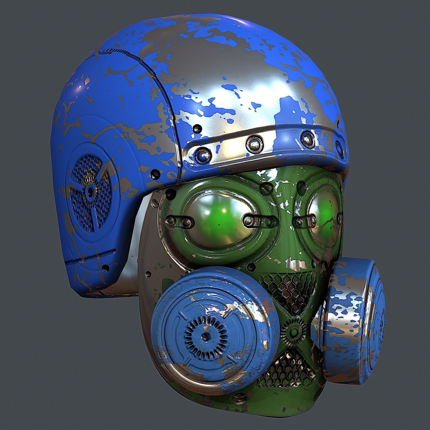 Gas mask helmet 3d model scifi Low-poly Low-poly 3D model_3