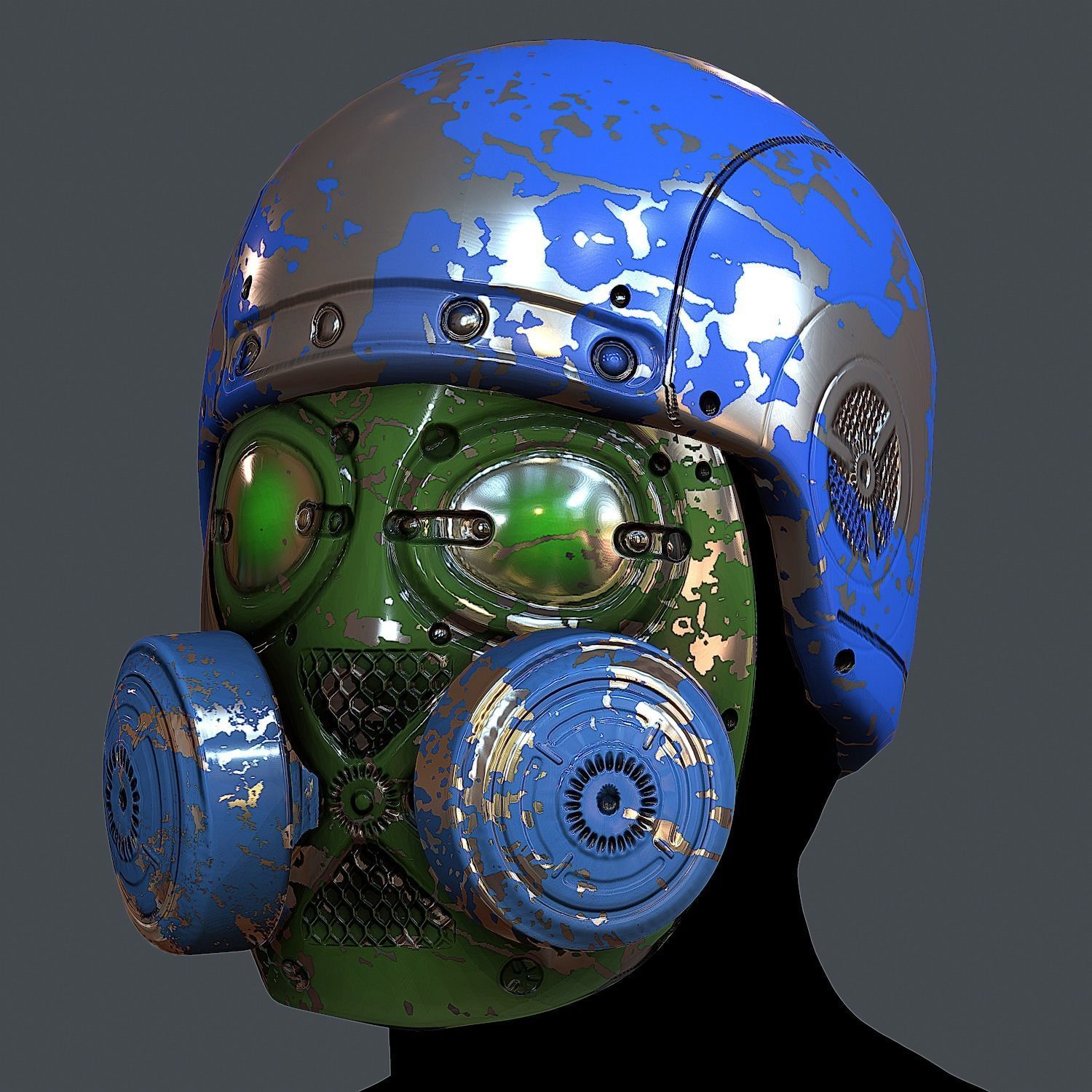Gas mask helmet 3d model scifi Low-poly Low-poly 3D model_2