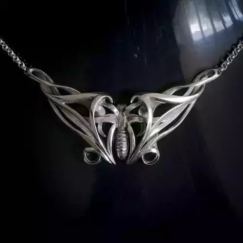 Art Nouveau Butterfly Necklace Printable 3D Model 3D print model
