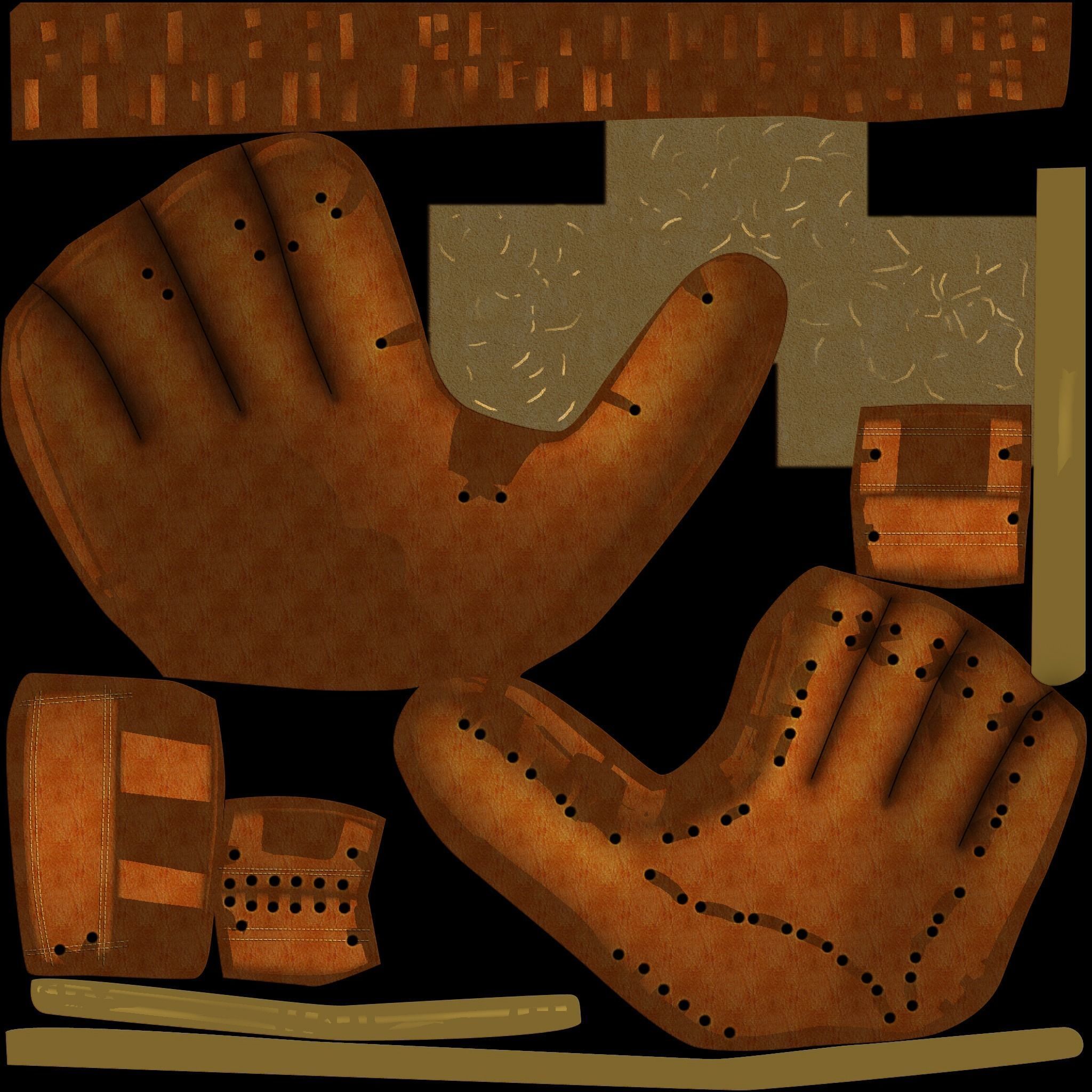 Baseball Glove Low-poly 3D model_5