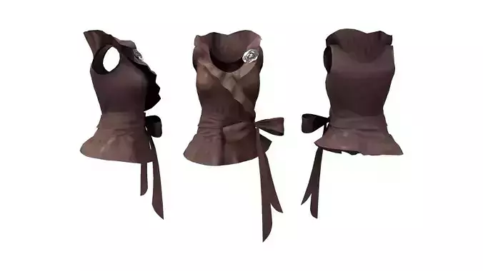 Ruffled Neck Peplum Top With Bow Belt Low-poly 3D model