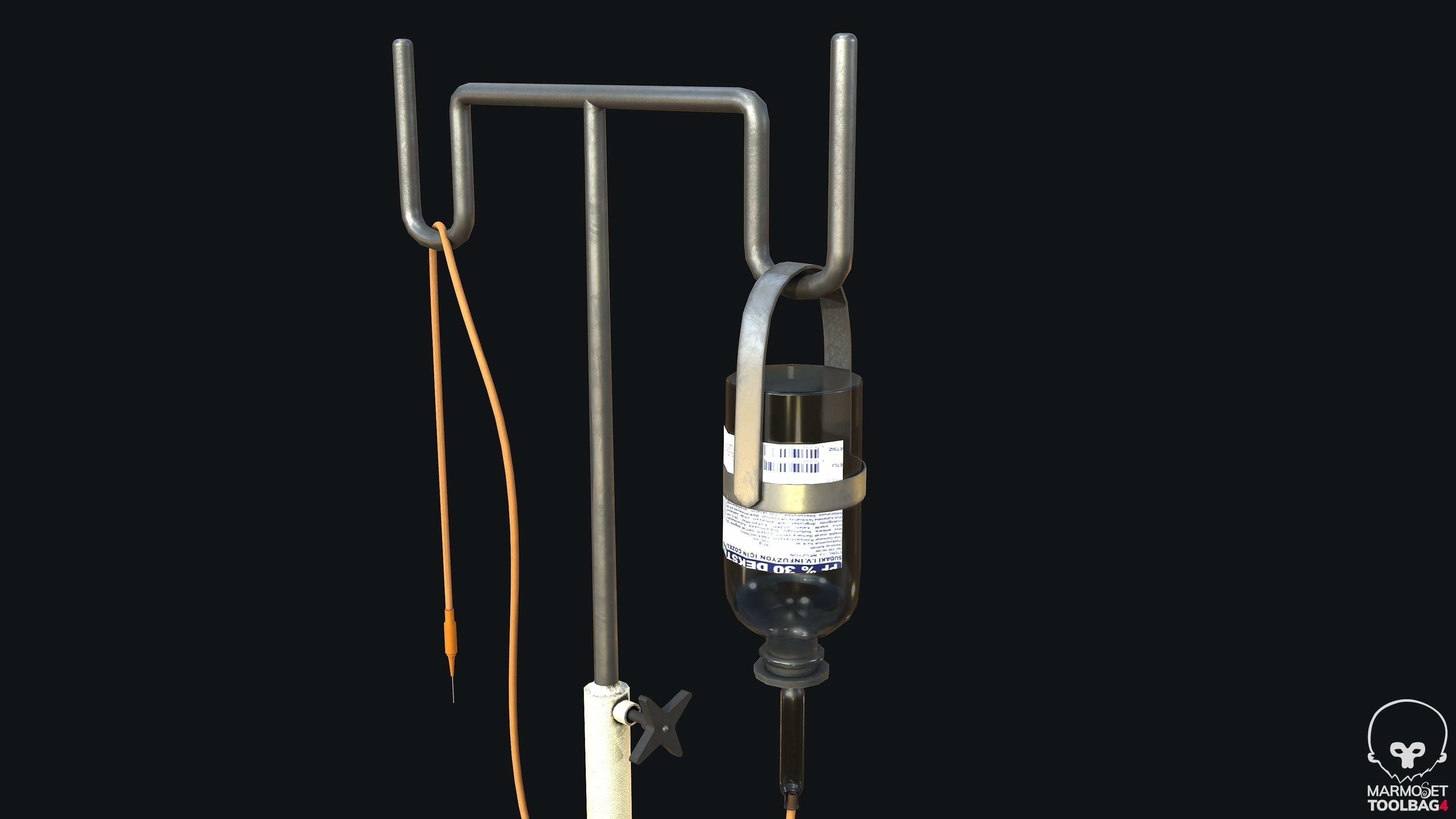 Medical Drip Stand PBR Game Ready Low-poly 3D model_5