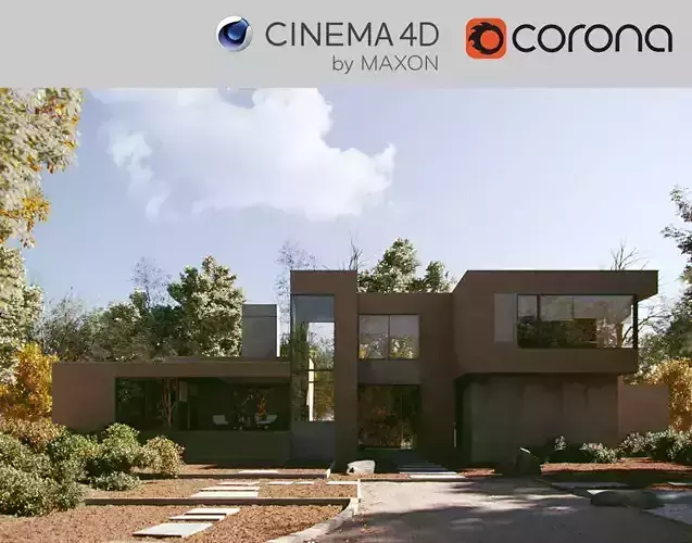Corona - C4D scene files - KETTLE HOLE HOUSE 3D model