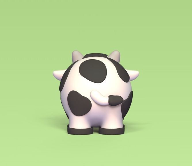 Round Cow 3D print model_3
